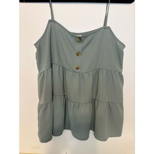 Paper Crane Green Tiered Sleeveless Camisole